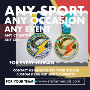 Custom designed medals for any sport, event, or occasion by Stellar Medals.